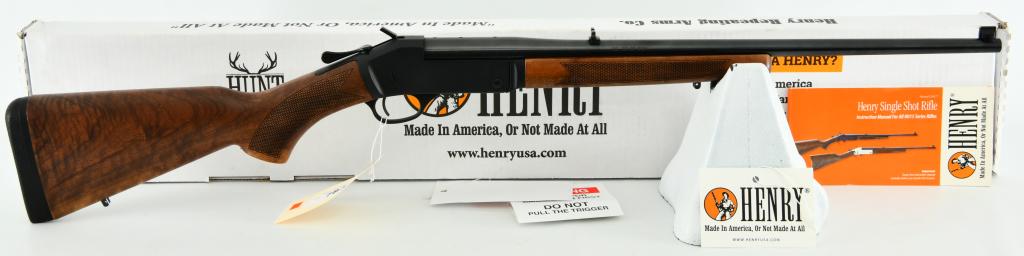 NEW Henry Repeating Arms Single Shot .30-30 Win: Up Next We Have a Brand New Henry Repeating Arms Single Shot Break Action Rifle Chambered in .30-30 Win, 22" Barrel, Adjustable Rear Sight, Brass Bead Front Sight, Walnut Stock, Blued Finish, and Come