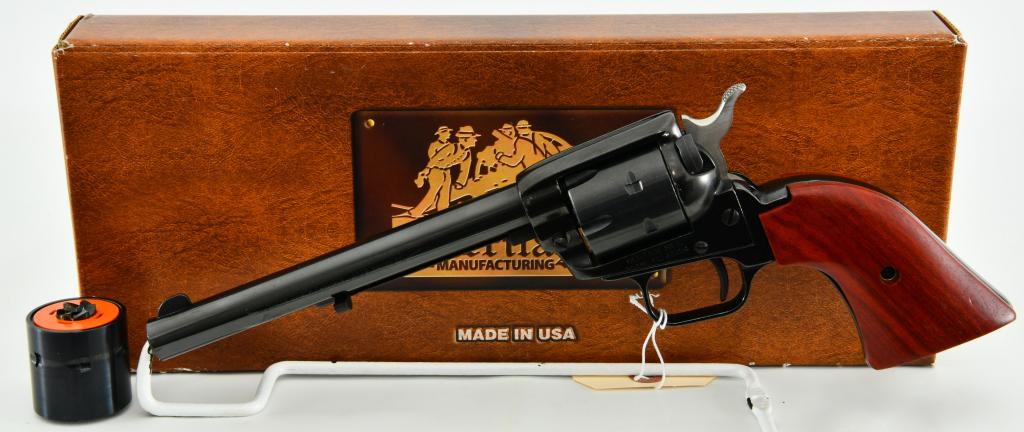 Heritage Rough Rider .22LR / .22 Magnum Combo: Up Next We Have a Heritage Rough Rider .22LR / .22 Magnum Combo, with a 6 1/2" Barrel, and chambered in .22LR & .22 Magnum, 6 Round Cylinders, Coco bolo Grips, Blue Finish, Comes in The Factory Box, a