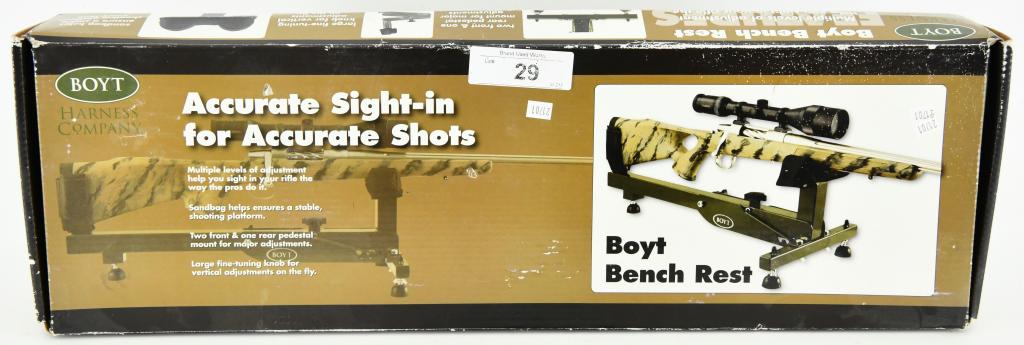 Boyt Harness Company One Piece Bench Rest: Boyt Harness Company One Piece Bench Rest This bench rest from Boyt Harness Company provides a stable and easy spot for your rifle. The single piece means it is easy to carry and set up. The bench res