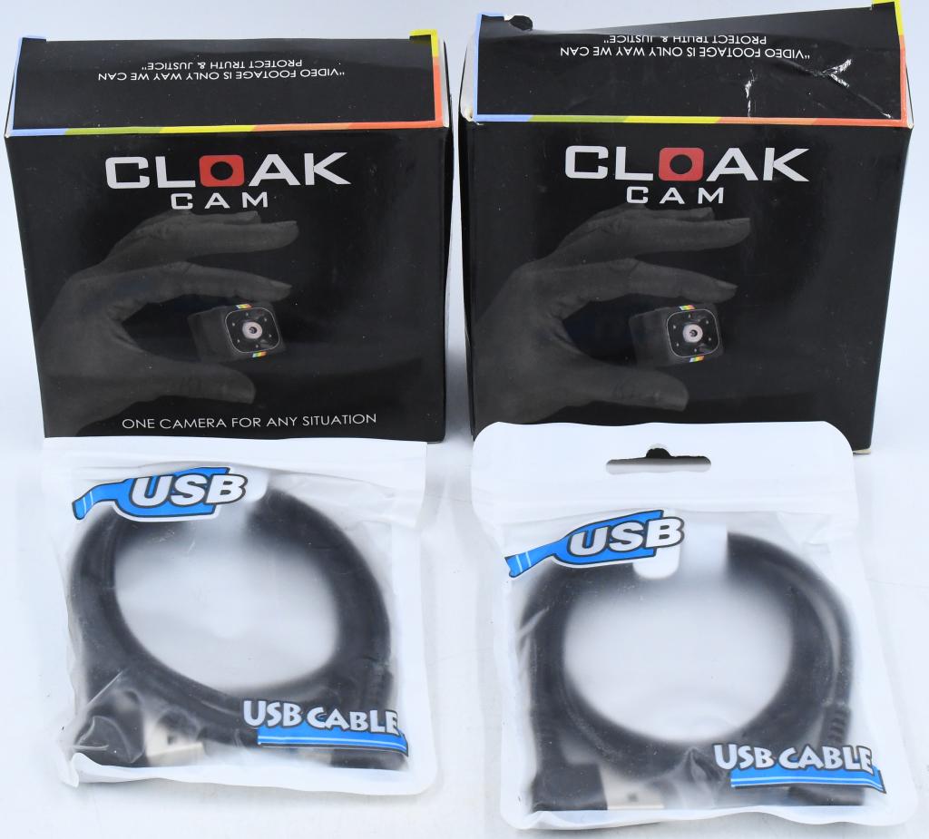 (2) Cloak Cam with Cables: The Cloak cam has a wide angle 140 degree lens to let you see more of whats happening, recording in 1080P HD video, giving you a wide, crystal clear picture anywhere you go. making it the perfect came