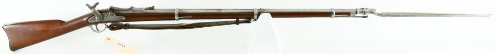 U.S. Springfield Model 1866 Trapdoor Rifle: Up Next We Have an Antique Model 1866 Springfield Allin Conversion Trapdoor Rifle, .50 Caliber centerfire rifle, Barrel Measures 36 5/8”, and Equipped With a Socket Type Bayonet, Leather Sling, and 