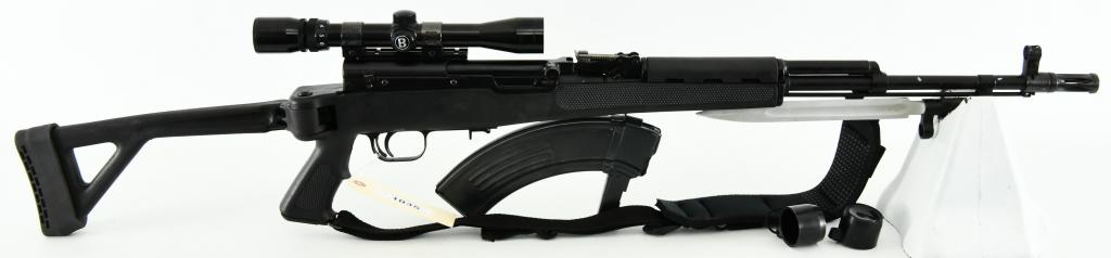 Russian SKS Type 45 Semi Auto Rifle 7.62X39: Up Next We Have a Russian SKS Type 45 Semi Auto Rifle Chambered in 7.62X39, High Capacity Detachable Metal Magazine, Equipped With Folding Blade Bayonet, Padded Butler Creek Sling, Cleaning Rod, Choat