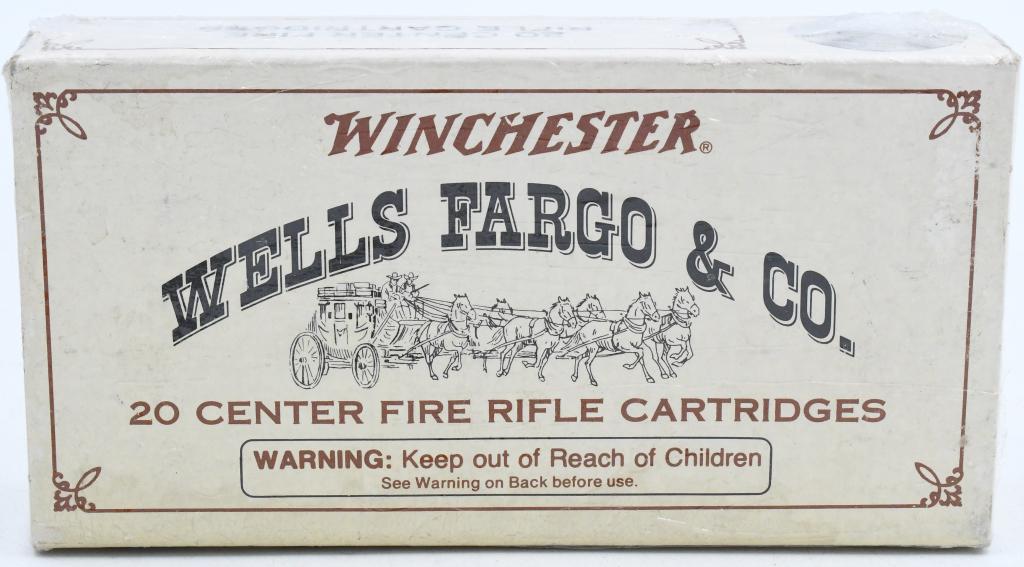 20 Rd Collector Box Of Winchester Wells Fargo: 20 Rd Collector Box Of Winchester Wells Fargo .30-30 Win Ammunition 150 Grain Silver Tip Ammo Made In USA Box Appears in Excellent Condition & Comes Cellophane Wrapped