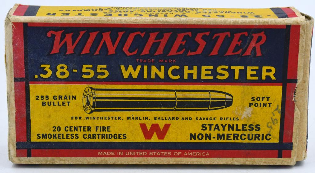20 Rd Collector Box Of Winchester .38-55 Win Ammo: 20 Rd Collector Box Of Winchester .38-55 Win Ammunition , 255 Grain Soft Point Staynless Non Mercuric Ammo For Winchester, Marlin, Ballard, And Savage Rifles