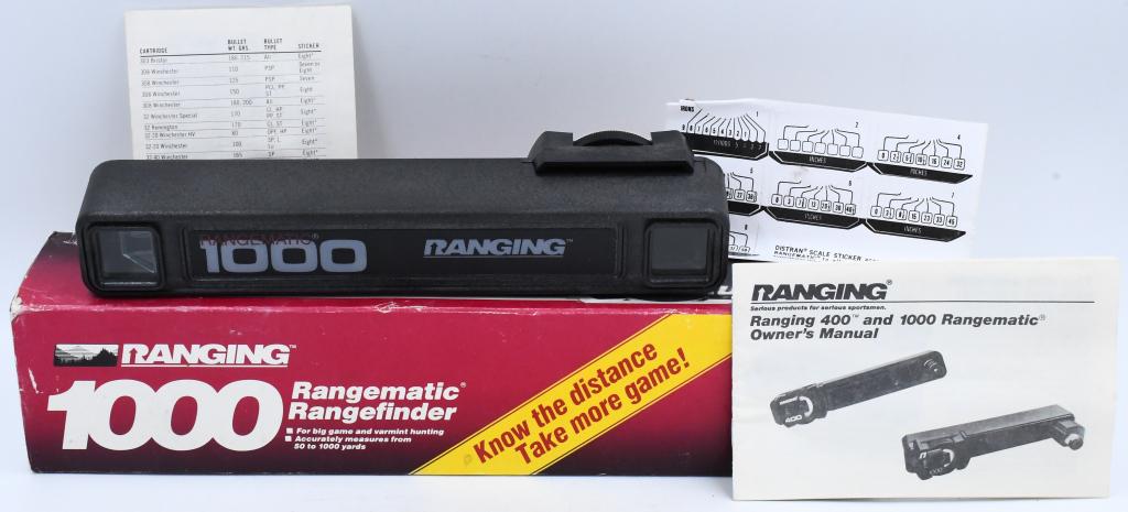 Ranging 1000 Rangematic Rangefinder 50-1000 yards: Ranging 1000 Rangematic Rangefinder for big game and varmint hunting, accurately measues from 50-1000 yards, know the distance Take more Game!!! weighs approx 22 oz for easy carry and a powerful 6x ma