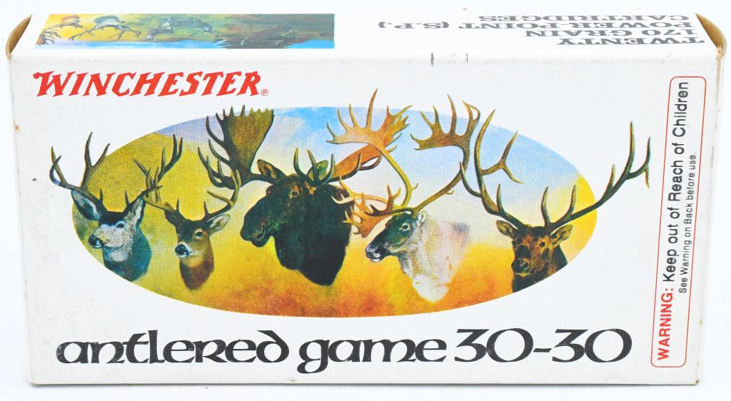 20 Rounds Of Collector Winchester .30-30 Win: 20 Rounds Of Collector Winchester .30-30 Win Antlered Game Edition Collector Box 170 Grain Power Point Soft Point Ammo In Original Box