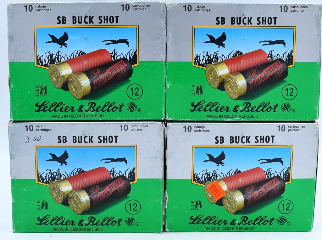 39 Rounds Of Sellier & Bellot 12 Ga Shotshells: 39 Rounds Of Sellier & Bellot 12 Ga Shotshells , BuckShots, 2 3/4" 00 Buck Max Load, made In Czech Republic