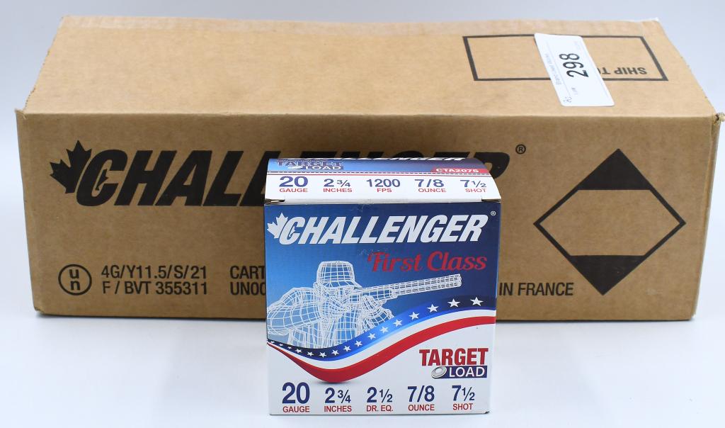 250 Rounds Of Challenger 20 Gauge Shotshells: 250 Rounds Of Challenger 20 Gauge Shotshells, First Class Target Load 2 3/4" 7/8 Oz 7 1/2 Shot Plastic Shotshells , Full Case Of 250 Rounds