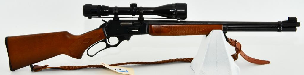 Marlin Model 336A .30-30 Lever Action Rifle JM: Up Next is a Nice Marlin Model 336A Micro groove Lever action carbine chambered in .30-30 with a JM marked 20" barrel, Hooded front sight, Leather Sling, And Topped With a Simmons 4-12X40 Scope, Overa