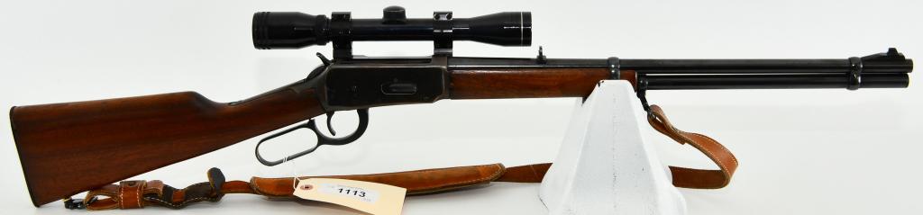 Winchester Model 94 Lever Action Rifle .30-30: Up Next We Have a Winchester Model 94 Lever Action Rifle Chambered in .30-30, 20 " Barrel, Open Front Sight, Flip Up Leaf Rear, Topped With a Side Mount Tasco 4X32 Scope, Padded Leather Sling, And App