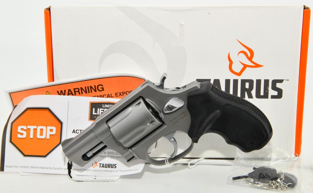 NEW Taurus 605 Double Action Revolver .357 Magnum: Up Next We Have a Brand New Taurus M605 Double Action Revolver Chambered in .357 Magnum With a 2" Barrel, 5 Round Cylinder, Fixed Front Sight / Fixed Rear Sight, Soft Rubber Grips, Stainless Steel Fin