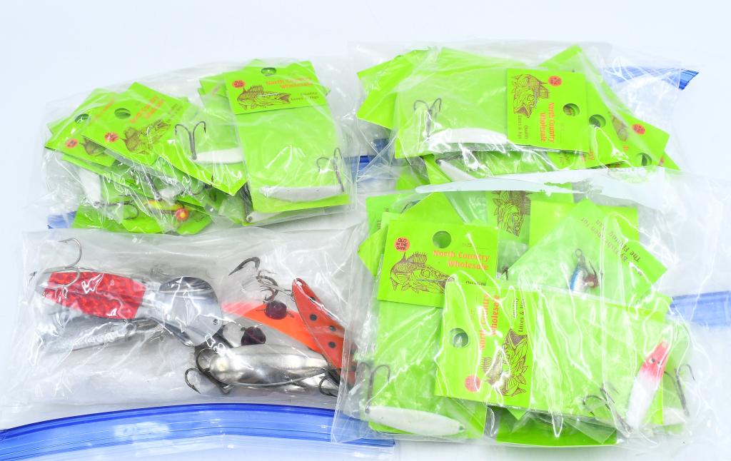 Lots of Various Freshwater Fishing Lures: Lots of Various Freshwater Fishing Lures Lot Contains Lots Of north Country Wholesales Quality Lures & Jigs Most Are Brand New in The Original Package, Also Comes With Various Spoon Lures