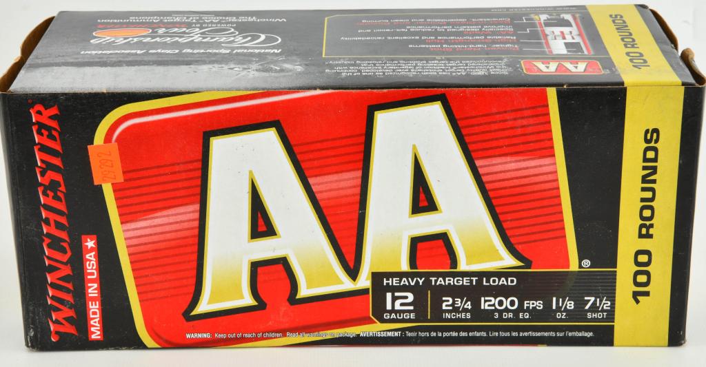 100 Count of Winchester AA Heavy Target Load 12 Ga: Here We Have 100 Count of Winchester AA Heavy Target Load 12 Gauge Shotshells, 2 3/4", 1200 FPS, 1 1/8 Oz, 7 1/2 Shot.