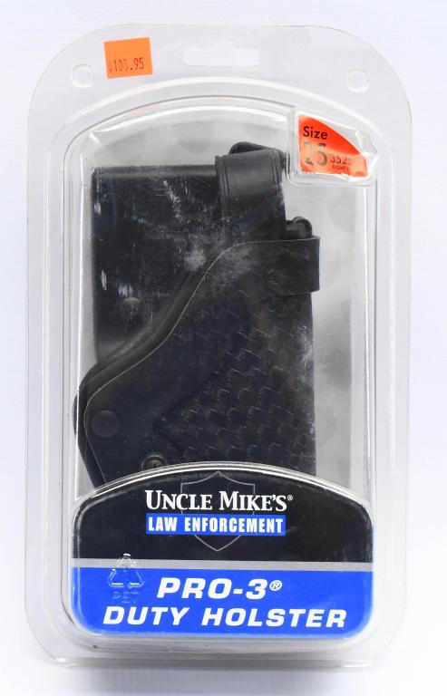 Uncle Mike's Law Enforcement PRO3 Holster 3525-5: Uncle Mikes Pro 3 Holster for Glock 20/21/29/30/36, S&W M&P, Slim Line Only, Mirage Basketweave Black, RH Md: 35255; Uncle Mike's Law Enforcement Pro-3 SlimLine Duty Holster comes with a patented lock