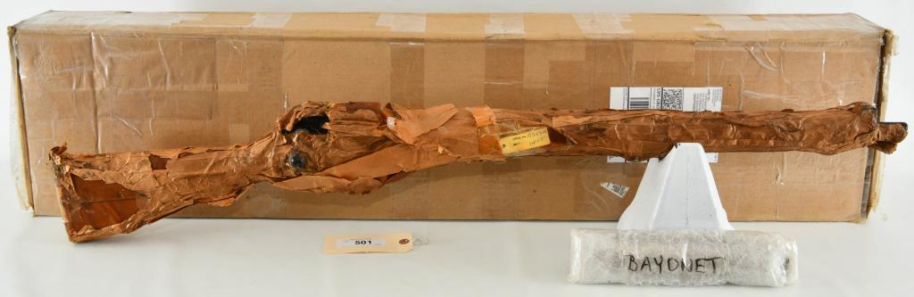New Unissued British Enfield Mk2 No.4 Rifle: Up Next We Have an Amazing Treat! Here We Have an Unissued British Enfield Mk2 No.4 Rifle That Comes STILL Wrapped in The Wax Paper, and Packed in Cosmoline. It Comes With Bayonet, and in a Box. It Ev