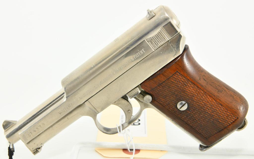 Mauser Model 1914 Semi-Automatic Pistol 7.65MM: Up Next We Have a Mauser Model 1914 Semi-Automatic Pistol Chambered in 7.65MM, and Comes With One Magazine, slide reads 'WAFFENFABRIK MAUSER A-G. OBERNDORF a.N.' 'MAUSER'S PATENT'. Right side of the s