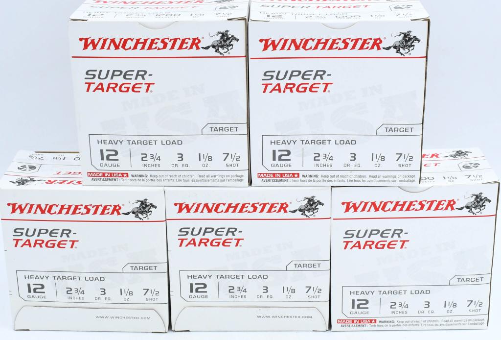 125 Rounds Of Winchester 12 Ga Shotshells: 125 Rounds Of Winchester 12 Ga Shotshells, 2 3/4" Heavy Target Load 1200 Velocity, 1 1/8 Oz 7 1/2 Shot Plastic Shotshells Made In USA