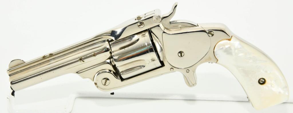 Smith & Wesson Top Break Model 1 1/2 .38 cal: Up Next We Have a Smith & Wesson Top Break Model 1 1/2 Revolver Chambered in .38 caliber, 3 1/4" Barrel, Half Moon Front Blade Sight, Notched rear sight, Mother of Pearl Grips, Serial # 78360, Appears