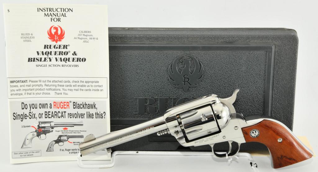 Ruger Old Model Vaquero .357 Magnum Revolver: Up Next We Have a Mint Original Old Model Ruger Vaquero, Chambered in .357 Magnum, 5 1/2" Barrel, High Polish Stainless Finish, and This Beauty Appears in Excellent Possibly Brand New Condition with t