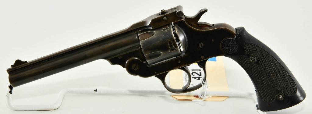 Meriden Top Break .38 S&W Revolver: Up Next We Have an Old Meriden Top Break Revolver Chambered For .38 S&W, Equipped With a 5" Barrel, Original Grips, and a Nice Patina. Overall Appears in Good Condition For Age, Serial # 267058.