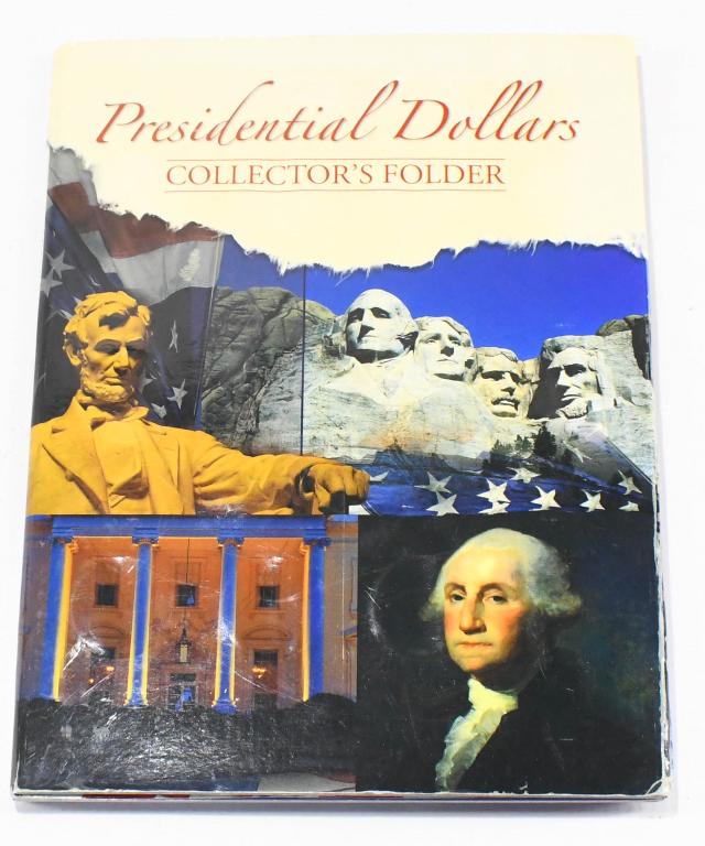 Presidential Dollars Collector's Folder Hardcover: Super nice pre owned Presidential Dollars Collector's Folder Hardcover- lot contains 39 $1 Presidential coins with the album. In December 2005, Congress approved the creation of a new dollar coinage, 