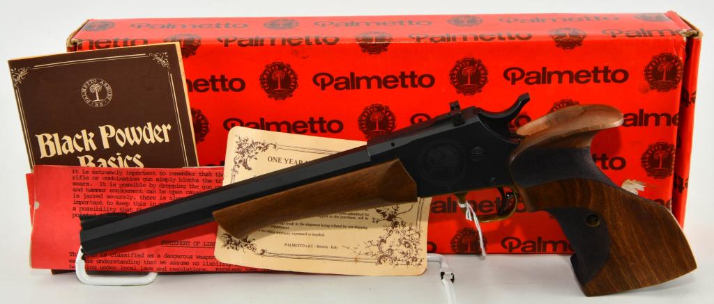 Palmetto Andrew Target Model .36 Cal Black Powder: Up Next We Have a Palmetto Andrew Target Model Single Shot .36 Caliber Black Powder Pistol, The Andrew Target model from the Italian manufacturer Palmetto is not a replica of an old weapon, but rather