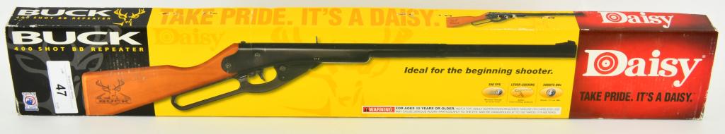 NEW Daisy Buck 400 Shot BB Repeater Rifle: NEW Daisy Buck 400 Shot BB Repeater Rifle The Daisy Buck lever action spring air gun is the perfect choice for the new sports shooter looking for an easy to handle gun. This lightweight gun features e