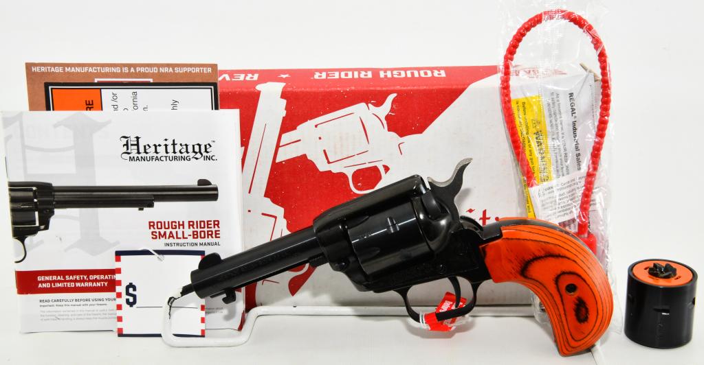 Heritage Manufacturing Rough Rider Bird Head Combo: Up Next We Have a Brand New Heritage Firearms Rough Rider Revolver That Comes With Both Cylinders Chambered For .22 LR / .22 Magnum, 3 1/2" Barrel, 6 Rounds, Cocobolo Bird Head Grip, and Comes in The 