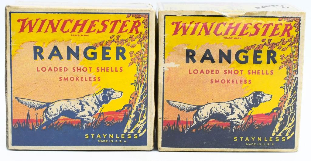 2 Collector Boxes Winchester Ranger 12 Ga: Shotshells ; 2 Collector Boxes Winchester Ranger 12 Ga Shotshells Unsure How Many Rounds Total, Both Boxes Feel Half Full, Both Boxes Appear in Excellent Condition & Come Cellophane Wrapped