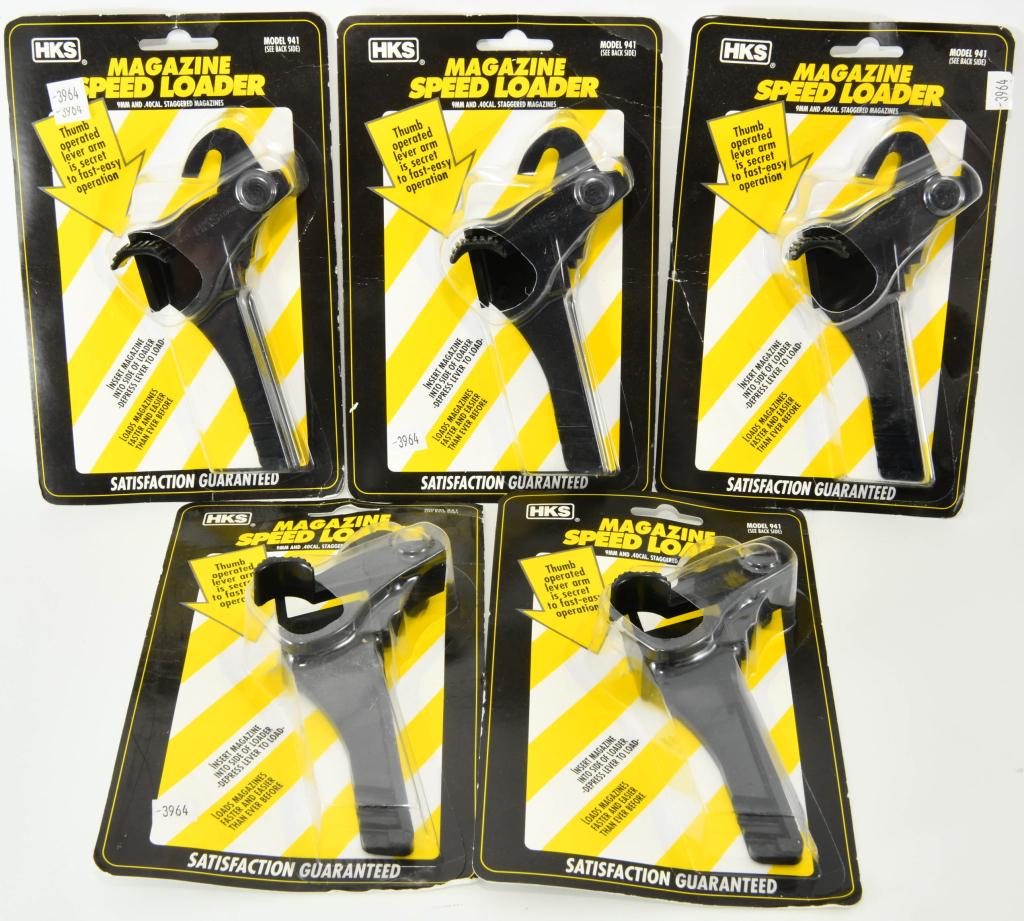 5 New in The Package HKS Magazine Speed Loaders: 5 New in The Package HKS Magazine Speed Loaders, HKS 9mm/.40 S&W Double Stack Magazine Speedloader Polymer HKS Double Stack Magazine Speedloader 941 works with S&W 9mm, Beretta 9mm, Taurus 9mm, Walthe