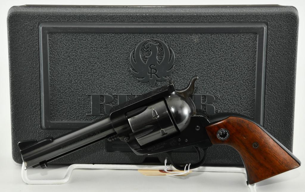 Early Sturm Ruger Blackhawk .357 Magnum: Up For Auction is a Very Early 3 Screw Sturm Ruger Blackhawk Revolver Chambered in .357 Magnum, 4 1/2" Barrel, Original Factory Brown Wood Grips, Serial #36778 Manufactired in 1961. Overall Appears in