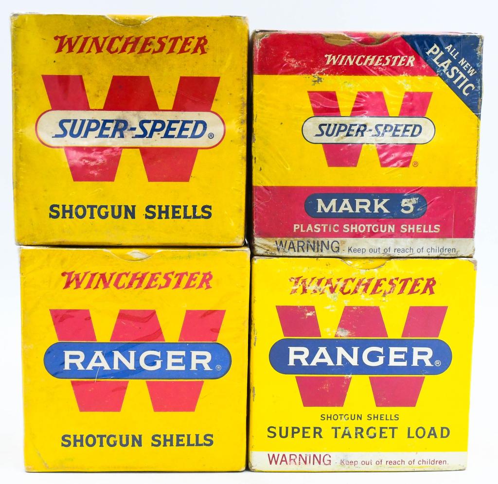 4 Vintage Collector Boxes of Winchester 16 Gauge: Up Next We have Four Vintage Collector Boxes of Winchester 16 Gauge Shotshells, Three Appear Full, and One is a Partial of 12 Shells.