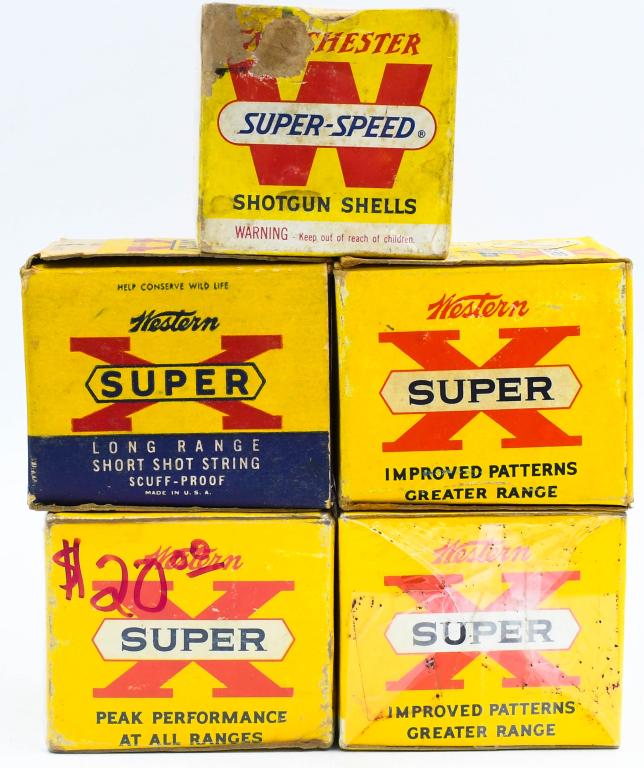 5 Boxes of Vintage Winchester Western .410 Gauge: Up Next We Have Five Boxes of Vintage Winchester Western .410 Gauge Shotshells, Various Makes and Years, 4 Appear to Be Full, One Partial.