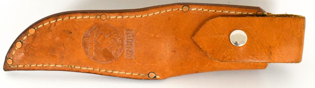 Vintage Ruana Model 27C Fixed Blade Knife W/: Sheath; Vintage Ruana Model 27C Fixed Blade Knife W/ Leather Sheath, Blade Measures Approx 5" Long , Handle Measures Approx 4 3/4" Long, Knife Appears in Overall Excellent Condition