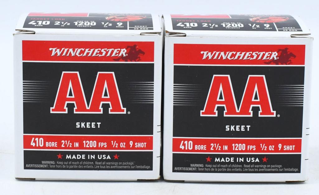 50 Rounds Of Winchester AA .410 Ga Shotshells: 50 Rounds Of Winchester AA .410 Ga Shotshells Winchester AA Target ammunition is an excellent, versatile load that works great for trap, sporting clays, and skeet. AA Shotshells feature a high-strengt