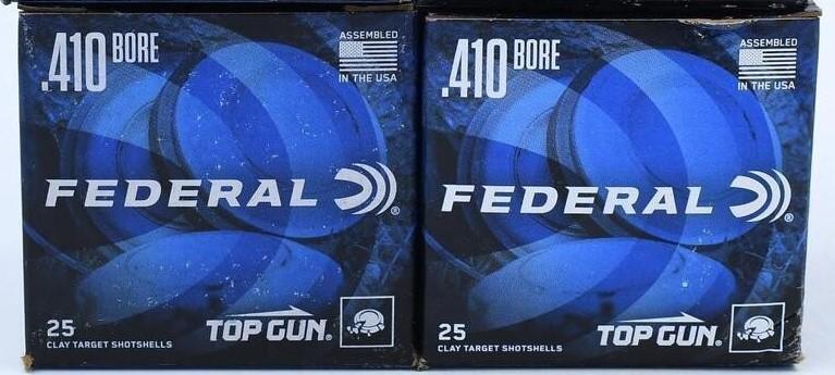 50 Rounds Of Federal Top Gun 410 Ga Shotshells: 50 Rounds Of Federal Top Gun 410 Ga Shotshells 2-1/2" Shell #7.5 Lead 1/2 oz 1330 fps Be at the top of your game with Top Gun from Federal Ammunition. Top Gun ammunition has been the load of choice fo