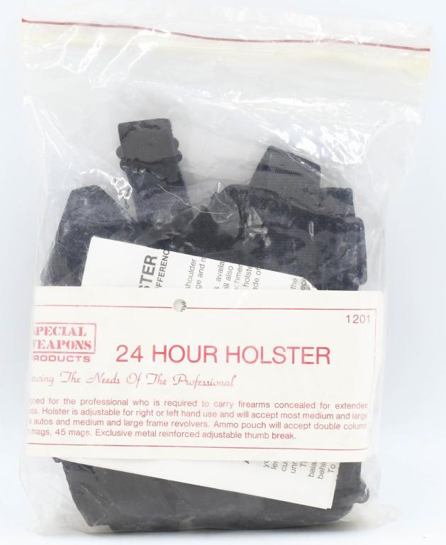NIP Special Weapons 24 Hour Nylon Holster: NIP Special Weapons 24 Hour Nylon Holster, Designed For The Professional Who Is Required to Carry A Firearm Concealed For Extended Periods Of Time, Holster Will Fit Most Medium and Large Frame Autos &