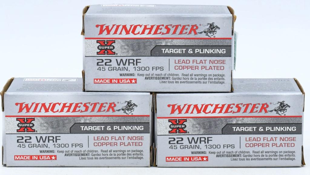 150 Rounds of Winchester .22 WRF Ammunition: 150 Rounds of Winchester .22 WRF Ammunition Winchester Ammunition has produced .22 WRF ammunition to let you take that classic rifle out for a day at the range or in the field. This is .22 WRF ammo ma