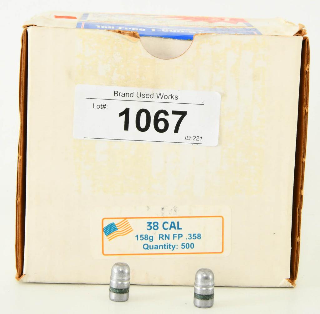 Approx 500 Count of Laser Cast .38 Cal Bullet Tips: Approx 500 Count of Laser Cast .38 Caliber Bullet Tips, 158 Grain Lead Round Nose Flat Point Bullet Tips For Reloading