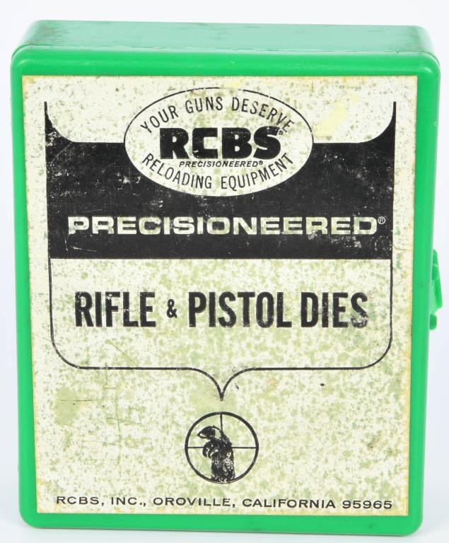 3 RCBS Reloading Dies For .38 ACP Cartridges: 3 RCBS Reloading Dies For .38 ACP Cartridges, Comes With Plastic Storage Container