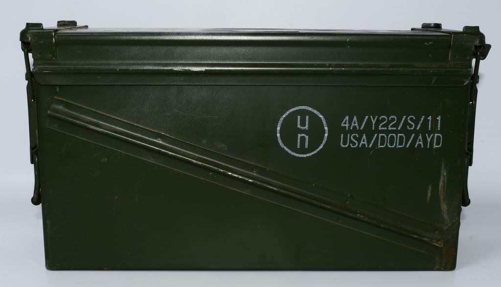 Large Military Inert Projectile Ammo Can: Here We Have a Large Military Inert Projectile Ammo Can, Measures 18.5X6X10, Stackable, Carry Handles. There are 3 Others Throughout the Auction.