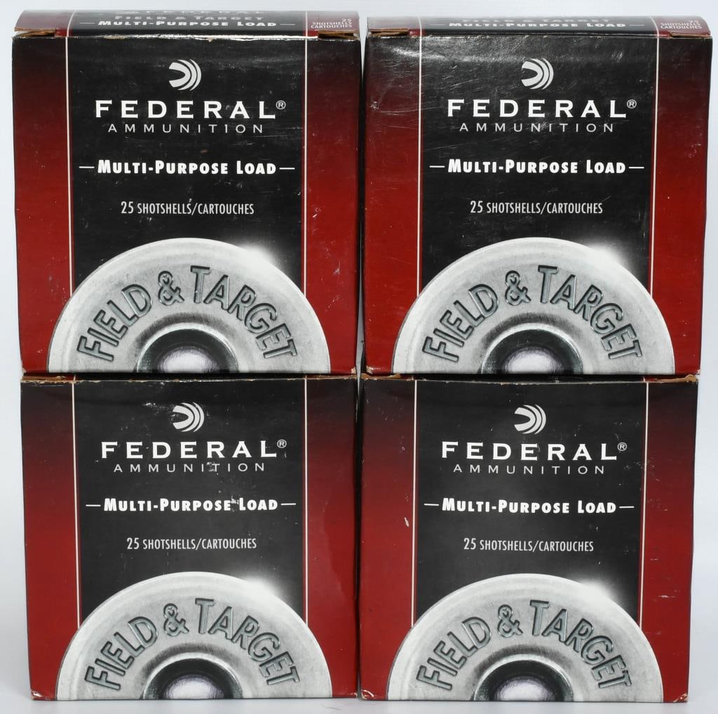 100 Rounds Federal 12 Ga Field & Target Shotshells: Secure 100 rounds of Federal 12 Ga Field & Target shotshells, designed for versatility and performance. These 2 3/4" shotshells come loaded with 1 1/8 oz of shot, making them ideal for both field hunt