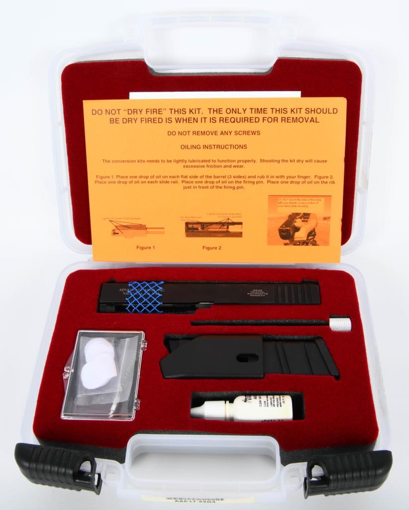 Advantage Arms .22 Caliber Conversion Kit For: Glocks; Greetings, firearm enthusiasts! Get ready to take your Glock G17 Gen 4 or G22 Gen 4 to the next level with this Advantage Arms .22 Caliber Conversion Kit, now available for auction. This compr