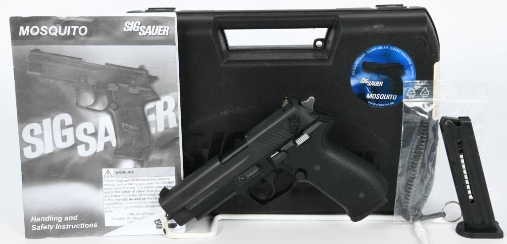 Sig Sauer Mosquito Semi Auto Pistol .22 LR: Prepare for effective training at the range with the Sig Sauer Mosquito Semi Auto Pistol, chambered in the versatile .22 LR. This firearm, presented in a sleek black-on-black design, is purpose-built 