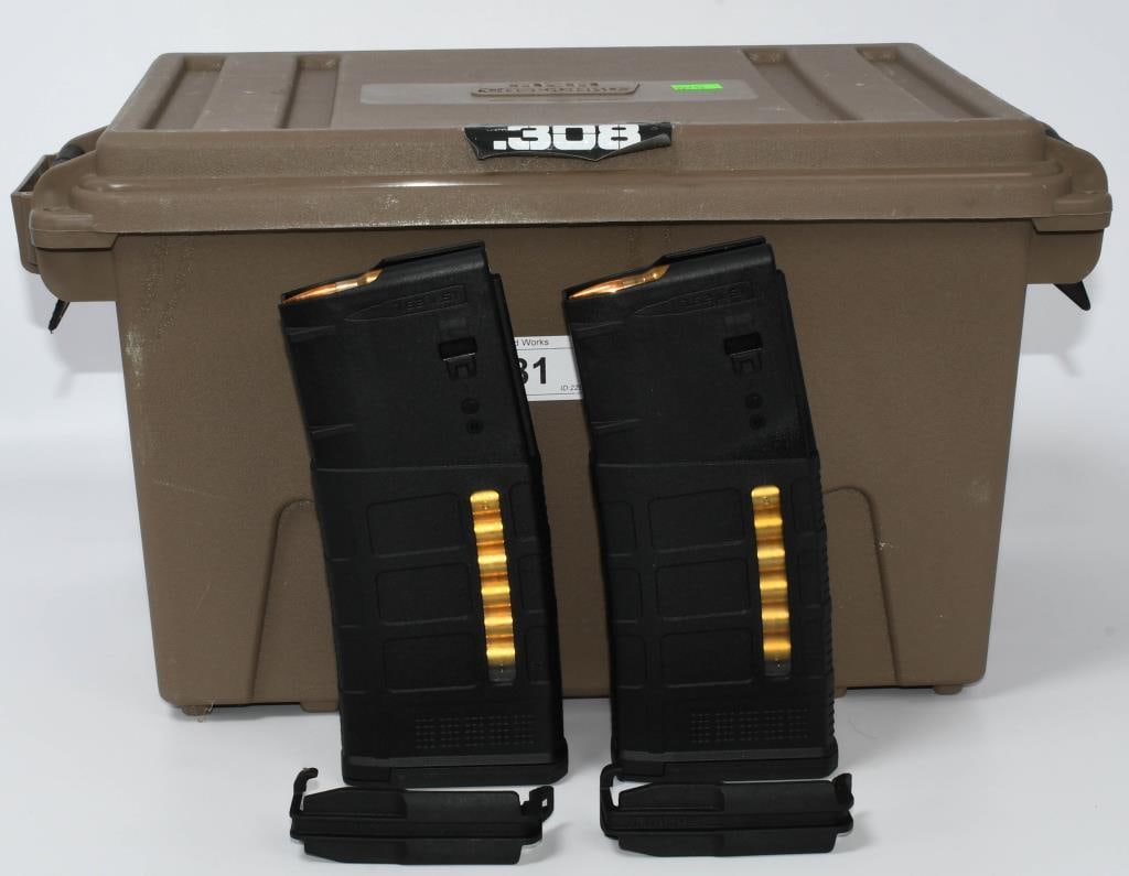 350 Rounds of .308 Win Ammo W/ Mags & Container: Acquire 350 rounds of mixed .308 Win ammunition in a comprehensive package that includes 14 preloaded 25-round magazines. This set comes with a convenient plastic magazine container for organized stor