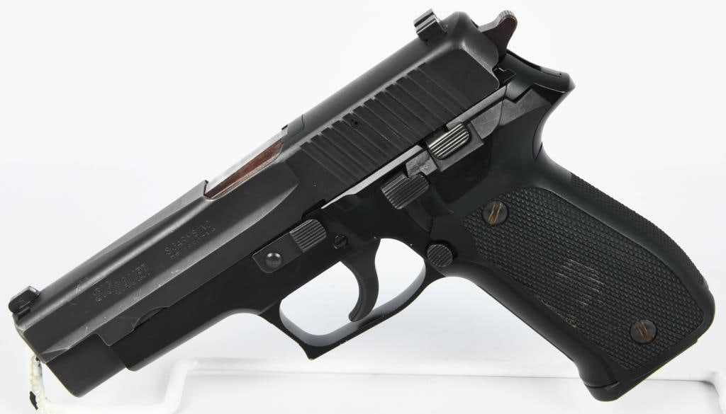 Sig Sauer P226 Semi Auto Pistol 9MM: The Sig Sauer P226 is a renowned semi-automatic pistol, and in this sleek black-on-black variant, it stands out as both stylish and functional. This 9mm chambered pistol is equipped with night sights,