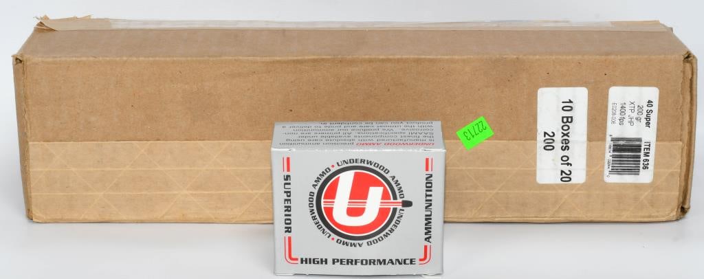 200 Rounds of Underwood .40 Super Ammunition: Secure 200 rounds of Underwood .40 Super ammunition, featuring high-performance 200-grain XTP Jacketed Hollow Point (JHP) projectiles designed for self-defense applications. Underwood is recognized fo