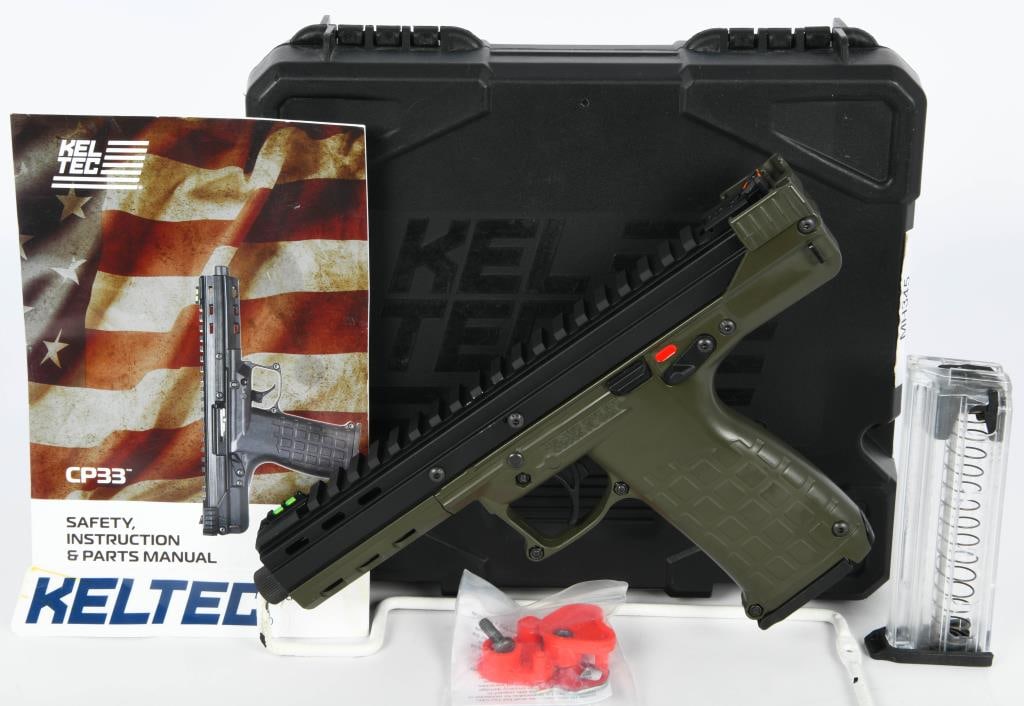 Kel-Tec CP33 .22 Long Rifle Semi Automatic Pistol: Introducing the Kel-Tec CP33, a .22 Long Rifle semi-automatic pistol designed to revolutionize the competition pistol market. This impressive firearm boasts a staggering capacity of 33 rounds right ou
