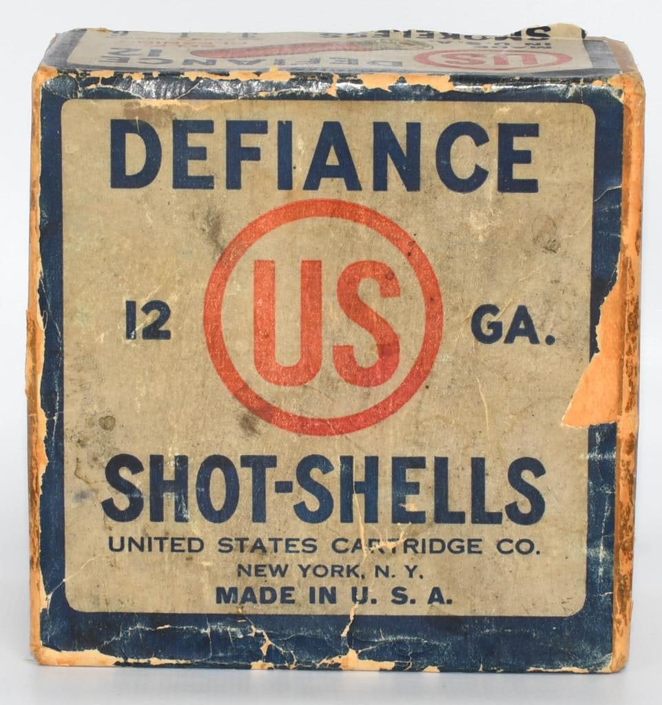 Rare Collector Box Of Defiance US 12 Ga Shotshells: Salutations, esteemed collectors and devotees of munitions rarity! Behold a true gem ? the Rare Collector Box of Defiance US 12 Ga Shotshells, an exquisite creation manufactured by the renowned United