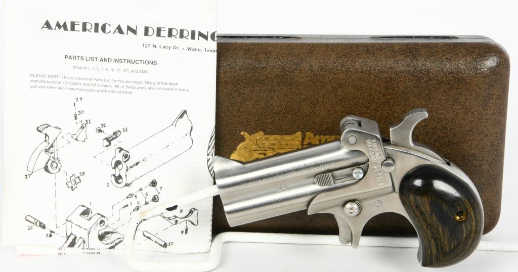 American Derringer Co. M1 Stainless .38 Special: American Derringer Co. M1 - Classic Elegance in Stainless Steel Behold the American Derringer Co. M1, a double-barrel derringer that exudes classic elegance. Crafted in stainless steel and chambered i